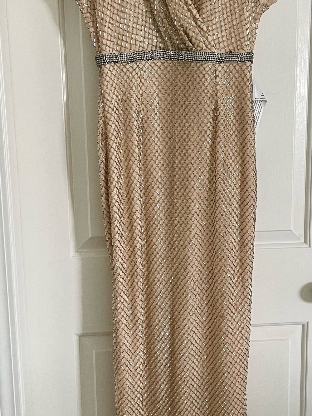 Mac Duggal Nude highly Embellished with Rhinestone Waist